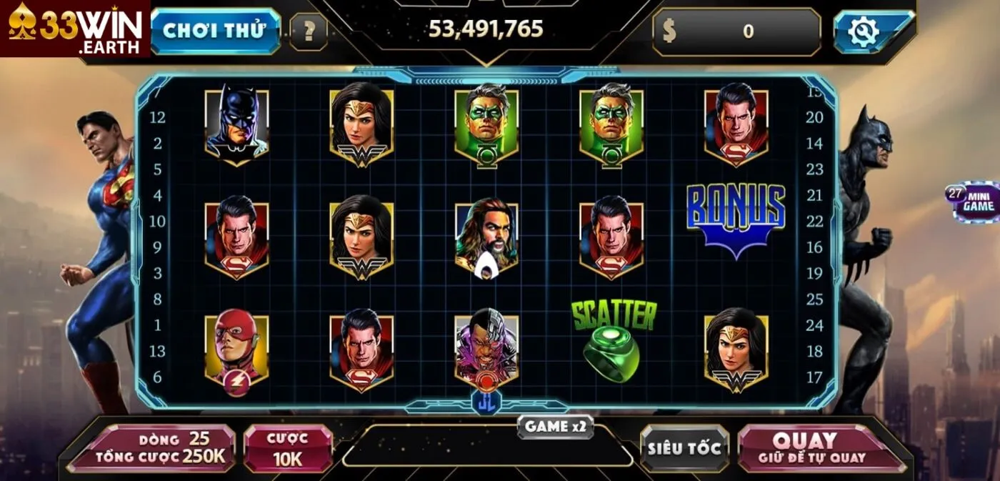 Nổ Hũ Justice Hấp Dẫn Tại 33win Cực Đã 2025 3 Hướng dẫn chơi game Nổ hũ Justice League tại 33win